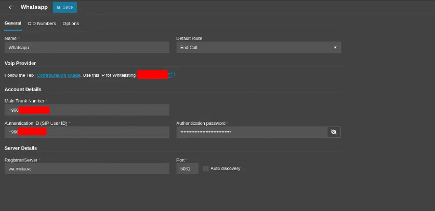 Trunk general settings in 3CX